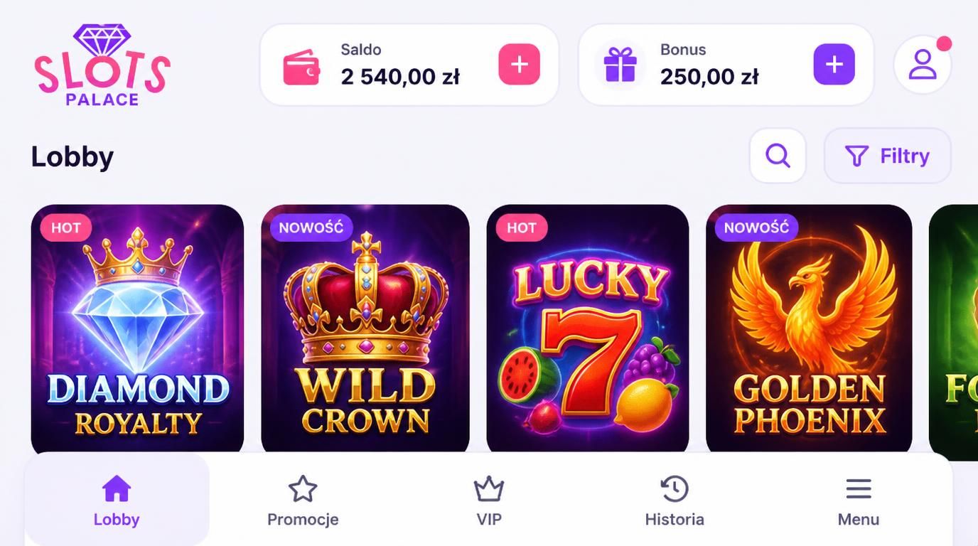Panel kasyna – saldo i bonus wyświetlane od razu na dashboardzie.